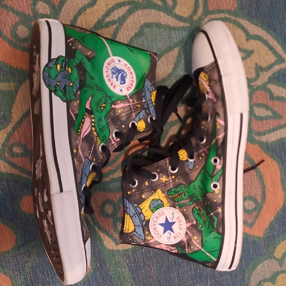 Converse High-Tops with Dinosaur Print